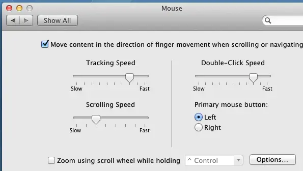 View or Configure Mouse Parameters on Mac OS X