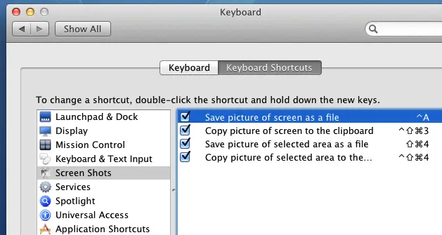 Configure or View Mac OS X Keyboard Shortcuts