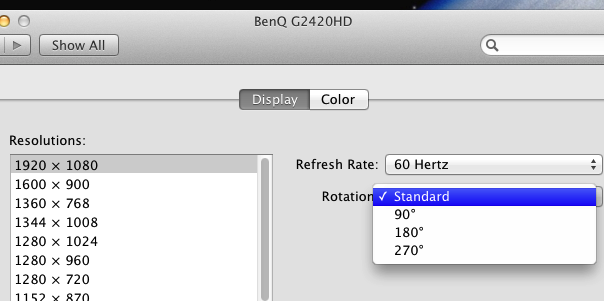 Rotate Mac OS X Display to Portrait or Landscape