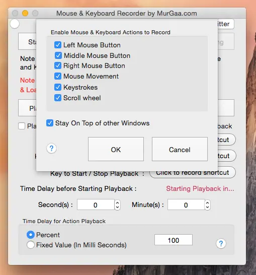 Control which Mouse Actions are Recorded by the Mouse Recorder with Settings.